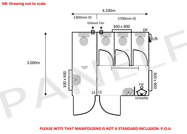 Toilets with Urinals Diagram